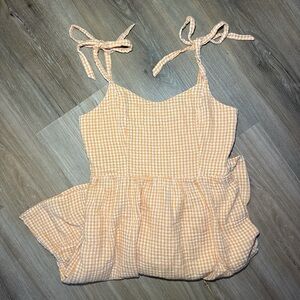Old Navy Fit & Flare Tie-Shoulder Gingham Mini Cami Dress Size M 100% Cotton